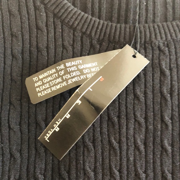 Pierri Basic Black Cable Knit Crew Neck Sweater - Picture 4 of 7